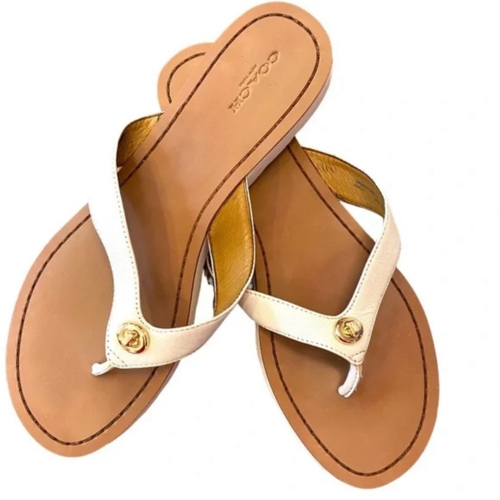 COACH Shelly Turnlock Flip Flop Sandal  Leather Size 8B